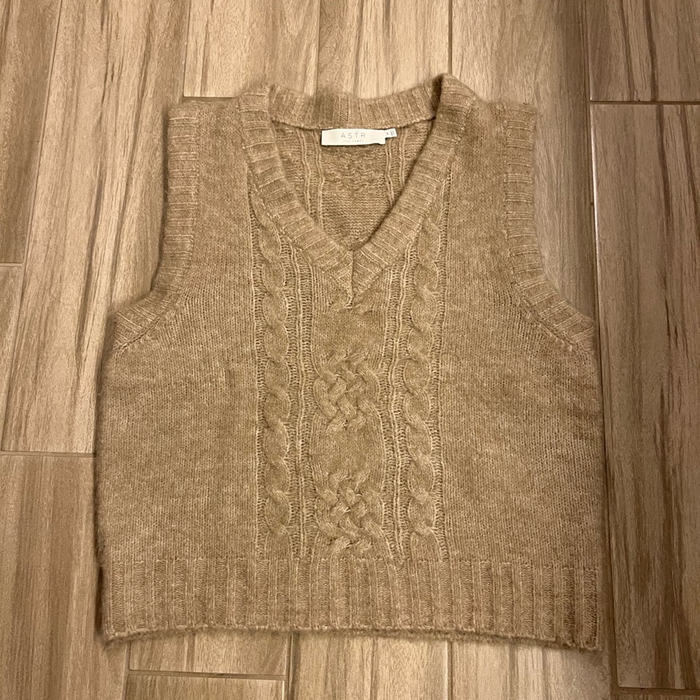 Astr Tan V-Neck Sweater Vest